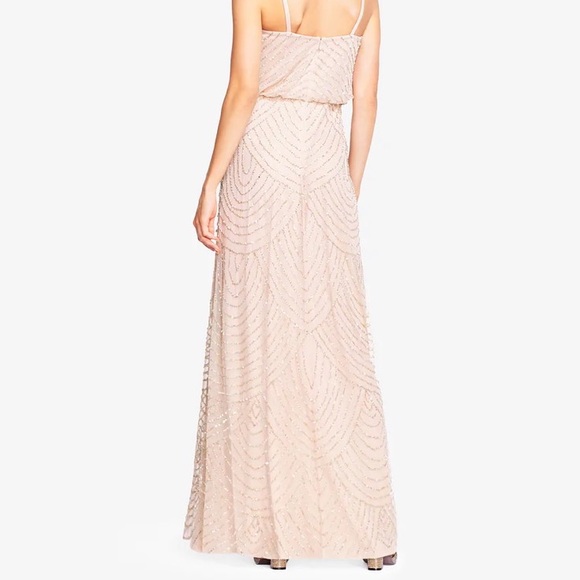 Adrianna Papell Art Deco Beaded Blouson Gown in Blush - Picture 3 of 9